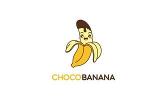 chocolate banana logotipo ilustração com engraçado personagem vetor