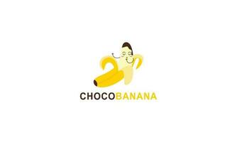 chocolate banana logotipo ilustração com engraçado personagem vetor