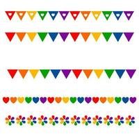 arco Iris bandeira conjunto lgbt gay e lésbica orgulho símbolo, estrela, coração. ícone modelo moderno plano vetor ilustração à moda Projeto elemento