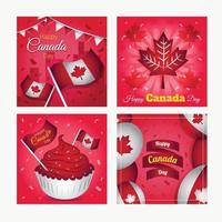 conjunto de cartão feliz dia canadense vetor