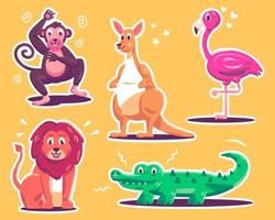 coleção de personagens de animais do zoológico vetor