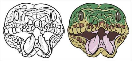 As fotos para Educação coloração serpente cabeças, adequado para desenhando livros, coloração formulários e Mais vetor
