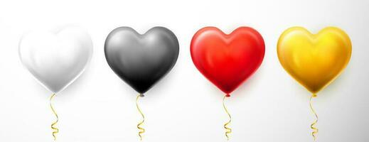 realista coração balão com sombra. brilho hélio balão para casamento, aniversário, festas. festival decoração. vetor ilustração