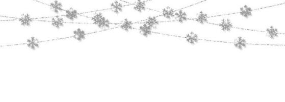 Natal ou Novo ano prata floco de neve decoração festão em branco fundo. suspensão brilhar floco de neve. vetor ilustração