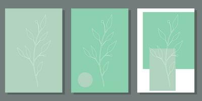conjunto do criativo minimalista quadros com botânico elementos e formas. para interior decoração, impressão e Projeto vetor