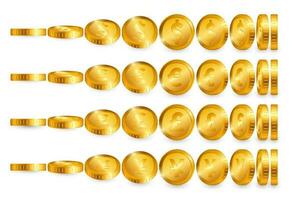 dólar euro libra iene ouro moedas conjunto isolado em branco fundo. vetor ilustração