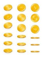 ouro moedas isolado em branco fundo. vetor ilustração