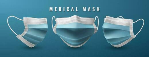 realista médico face mascarar. detalhes 3d médico mascarar. vetor ilustração