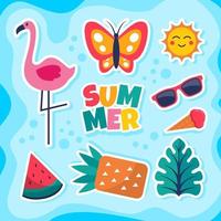 coleção de design de adesivos coloridos de verão