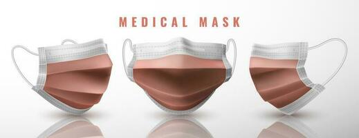 realista médico face mascarar. detalhes 3d médico mascarar. vetor ilustração