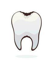 vetor ilustração. pouco saudável humano dente com cárie. símbolo do somatologia e oral higiene.