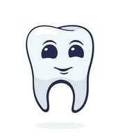 feliz sorridente saudável adulto humano dente com olhos. símbolo do somatologia e oral higiene vetor