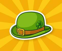adesivo verde jogador chapéu com fivela e trevo vetor