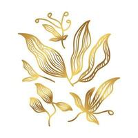 dourado floral vetor ilustração com linha estilo. luxo mão desenhado flores