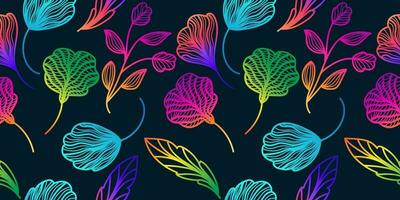 colorida desatado floral padronizar com gradiente estilo. mão desenhado flor motivo para moda, papel de parede, invólucro papel, fundo, tecido, têxtil, vestuário, e cartão Projeto vetor