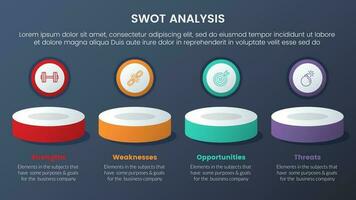 swot análise conceito com produtos mostruário horizontal linha para infográfico modelo bandeira com quatro ponto Lista em formação vetor