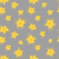 flores amarelas de margaridas em um fundo cinza, padrão sem emenda. ilustração vetorial no estilo de doodle. padrão botânico. vetor