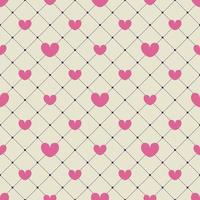 corações rosa em um fundo amarelo xadrez. padrão sem emenda. design para dia dos namorados, convites, papel de embrulho, têxteis, decorações de casamento. vetor