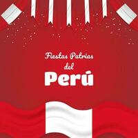 peruano nacional feriados celebração cumprimento com espanhol frase texto festas patrias Peru vetor