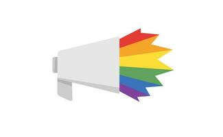 lgbt megafone com arco-íris. orgulho mês voz palestrante. diversidade representação. vetor