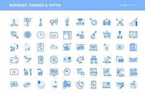 conjunto de ícones de linha plana de negócios, finanças e escritório. conceitos de vetor para design e desenvolvimento de sites e aplicativos, apresentação de negócios e material de marketing.