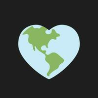 coração em forma terra. meio Ambiente Cuidado. Salve  e amor a planeta. vetor