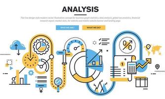 conceito de ilustração vetorial moderna de estilo de design de linha plana para estatísticas de gráfico de negócios, análise de dados, análise de seo global, relatório de pesquisa financeira, estatísticas de mercado, para site e banner de site móvel e página de destino. vetor