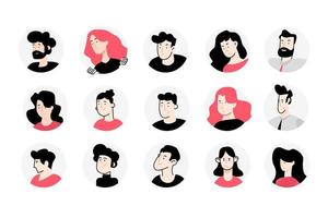 conjunto de ícones de avatar de design plano. ilustrações vetoriais para mídias sociais, perfil de usuário, design e desenvolvimento de sites e aplicativos. vetor