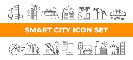 conjunto de ícones de cidade inteligente vetor