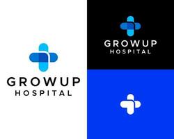 deixe de ser criança hospital logotipo com uma azul e Preto fundo vetor