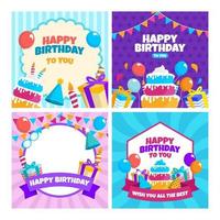 coleção de cartões de feliz aniversário vetor