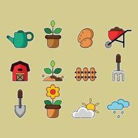 conjunto de ícones de jardinagem