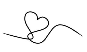 1 linha abstrato coração. na moda minimalista ilustração do amor símbolo. contorno desenhando estilo vetor