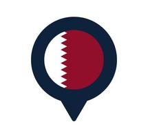 Bandeira do Qatar e ícone do ponteiro do mapa. projeto do vetor do ícone de localização da bandeira nacional, pino do localizador de GPS ilustração vetorial
