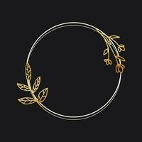 ouro floral fronteira com mão desenhado folhas e flores para Casamento convite, obrigado você cartão, logotipo, cumprimento cartão vetor