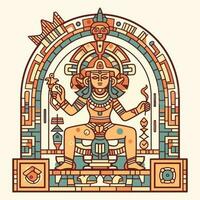 explorar a intrincado detalhes do asteca cultura com nosso deslumbrante desenhado à mão asteca ilustração Projeto vetor