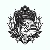 uma lindo peixe cercado de flores dentro uma logotipo ilustração, perfeito para uma inspirado na natureza marca vetor