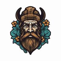 uma feroz viking Guerreiro desenhado à mão logotipo projeto, perfeito para uma Esportes equipe ou marca querendo para transmitir força e resiliência vetor