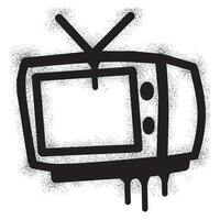 velho televisão ícone com Preto spray pintura vetor