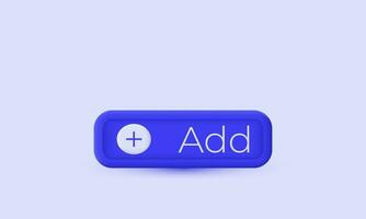 3d realista desenho animado botão azul adicionar mais ícone na moda moderno estilo objeto símbolos isolado em fundo vetor
