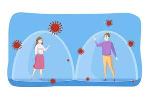 coronavírus, social distanciar, infecção, proteção conceito vetor