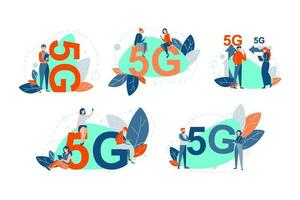 5g rede conjunto conceito vetor