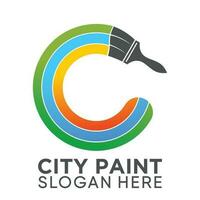 carta c cidade pintura logotipo com escova moderno Projeto vetor