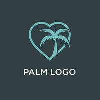 Palma árvore logotipo Projeto com coração elemento e único conceito vetor
