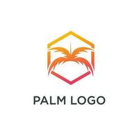 Palma logotipo Projeto modelo com hexágono estilo conceito vetor