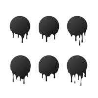 gotejamento Preto círculos pintura patches. gotejamento líquido. líquido gotas do tinta. vetor ilustração