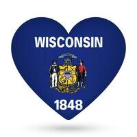 Wisconsin bandeira dentro coração forma. vetor ilustração.