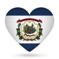 oeste Virgínia bandeira dentro coração forma. vetor ilustração.