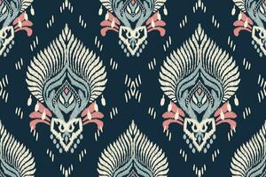 ikat floral paisley bordado em marinha azul plano de fundo.ikat étnico oriental desatado padronizar tradicional.asteca estilo abstrato vetor ilustração.design para textura,tecido,vestuário,embrulho,decoração