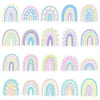 fofa rabisco arco Iris vetor conjunto dentro pastel cor estilo